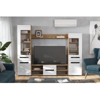 Мебель для гостиной "МГС 6" Исполнение 1 Дуб золотой / Белый глянец  SV-Мебель